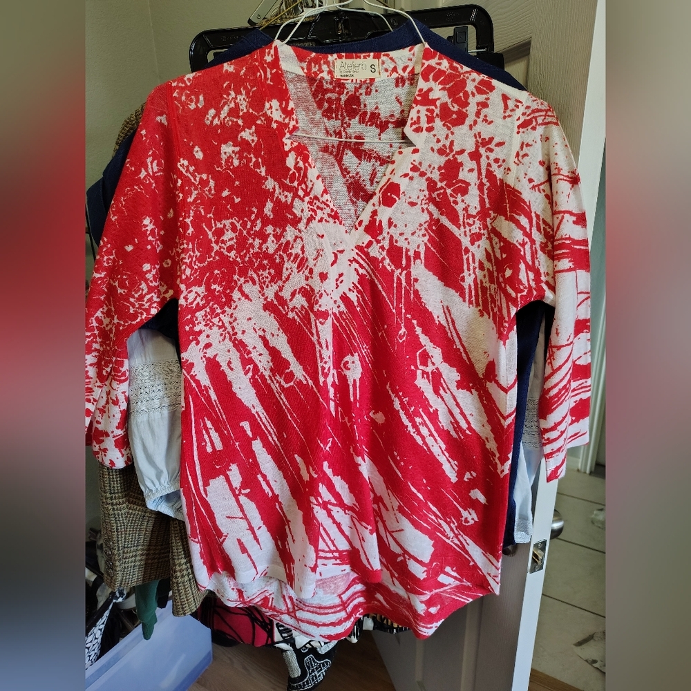 Atelier5 Red and White Splatter Top